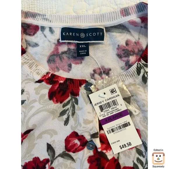 Karen Scott Floral Cardigan - Picture 5 of 6